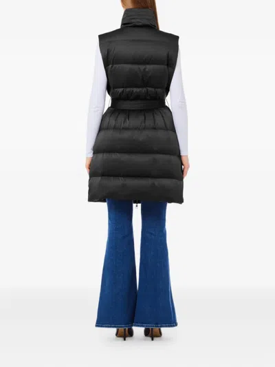Liu •jo Belted Padded Long Gilet In Black