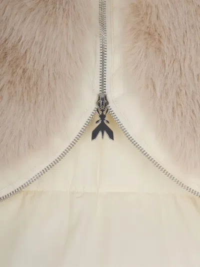 Patrizia Pepe Oversized Short Bomber Jacket With Fluffy Collar In Wooly White In Neutral