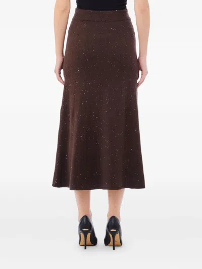 Liu •jo Sequined A-line Midi Skirt With Glitter Detailing In Brown