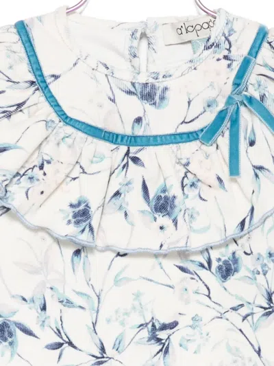 Alapage Ruffled Floral-print Top In Gray