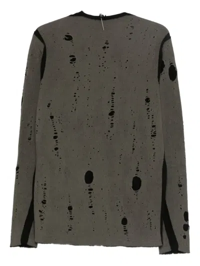 Label Under Construction Distressed-effect Jumper In Green