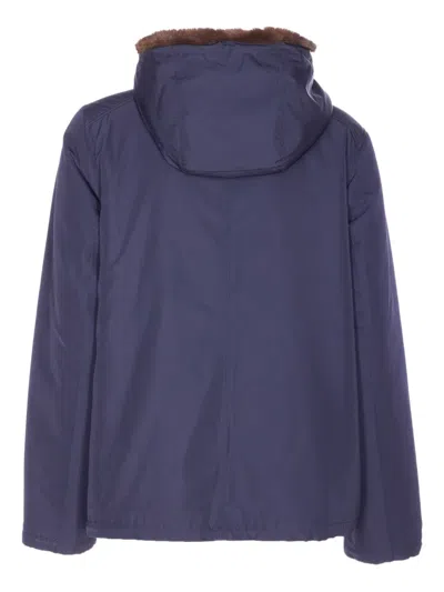 Lou Andrea Reversible Hooded Jacket In Blue