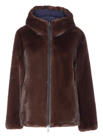 Lou Andrea Reversible Hooded Jacket In Blue