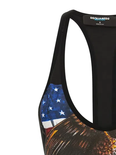 Dsquared2 Better Racerback Graphic Bodysuit In Black