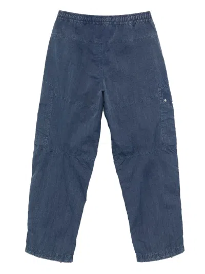 Stone Island Blue Cargo Pants With Cargo Pockets And Logo Patch On The Side In Tech Fabric Man In Blue