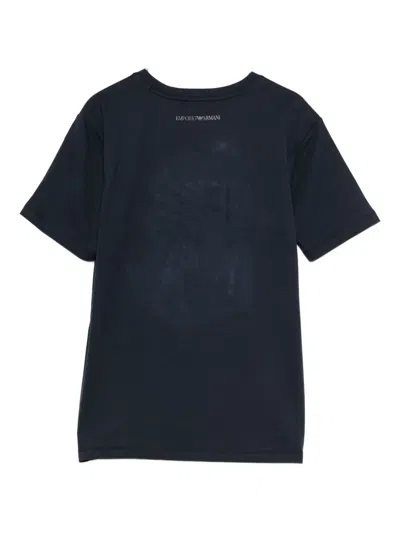 Emporio Armani Rganic Cotton T-shirt With Logo Embroidery In Blue