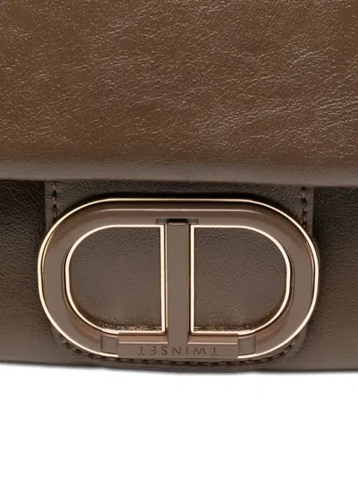 Twinset Structured Neutral Handbag In Purple