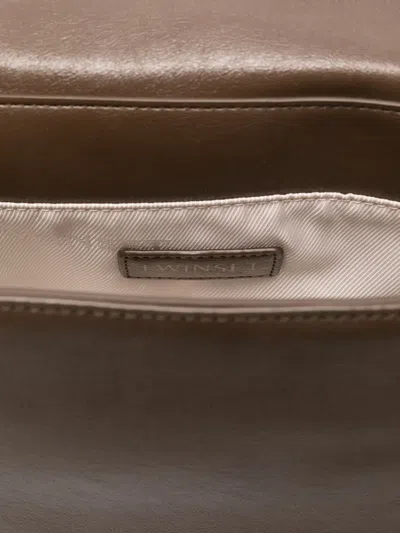 Twinset Structured Neutral Handbag In Purple