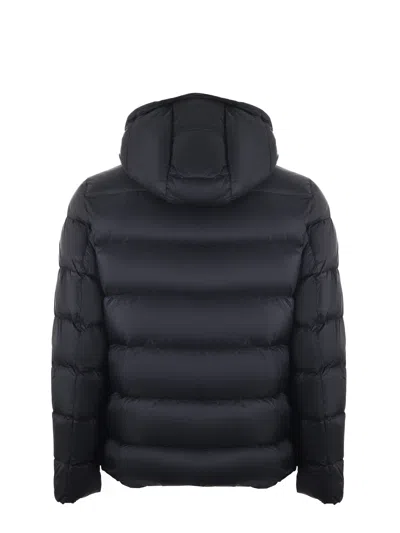 Fay Hooded Quilted Jacket Side Pockets In Black