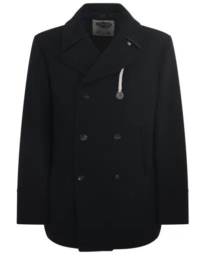 Camplin Wool Blend Peacoat In Black