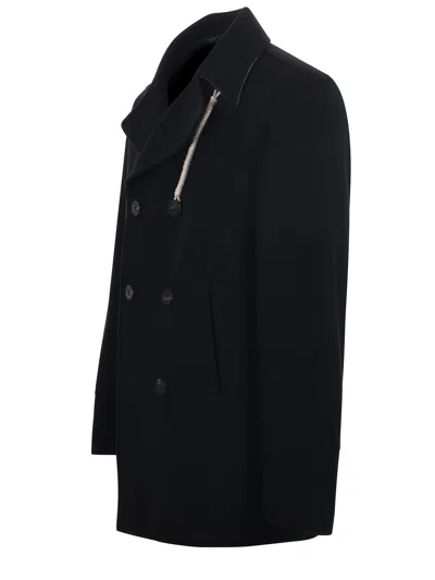 Camplin Wool Blend Peacoat In Black