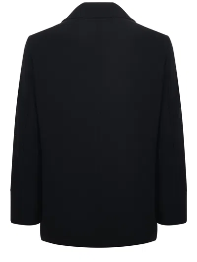 Camplin Wool Blend Peacoat In Black