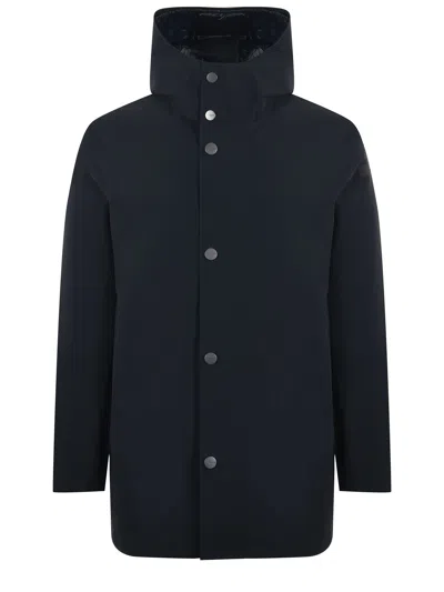 Rrd Floating Parka With Structured Silhouette And Hood In Blue