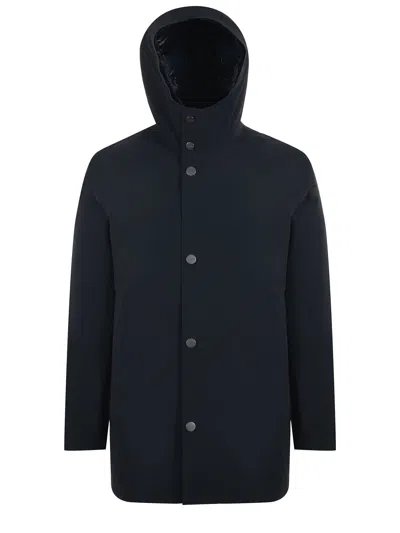 Rrd Floating Parka With Structured Silhouette And Hood In Blue