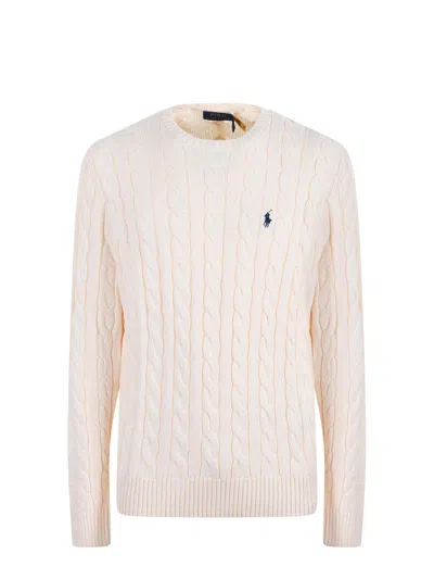 Polo Ralph Lauren Wool And Cashmere Cable Knit Sweater In Neutral
