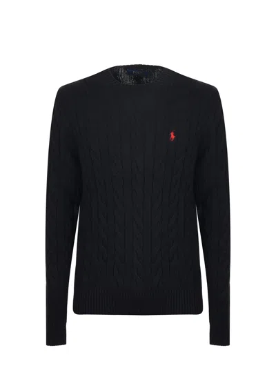 Polo Ralph Lauren Roving Cable Knit Sweater In Black
