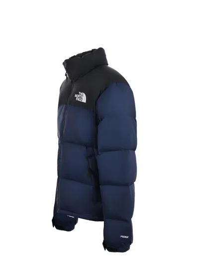The North Face Padded High-collar Down Jacket With Detachable Hood In Blue