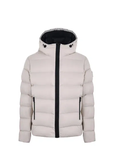 Fay Double-front Down Jacket In Calendered Poplin In Neutral