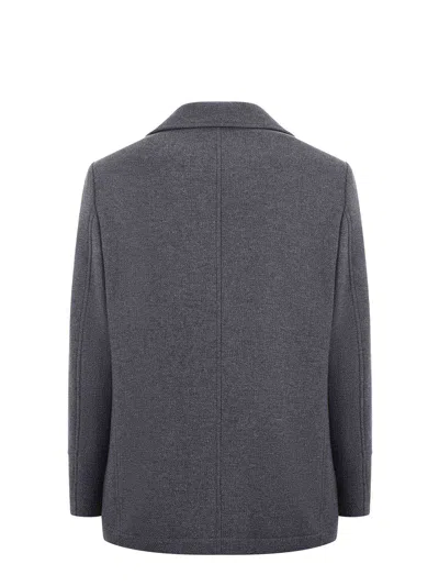 Camplin Wool Blend Peacoat In Gray