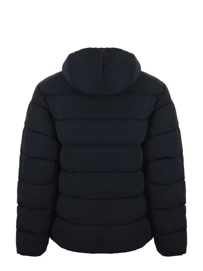 C.p. Company Men Black Down Jacket With Fixed Hood With Googles Detail In Tech Fabric Man In Black