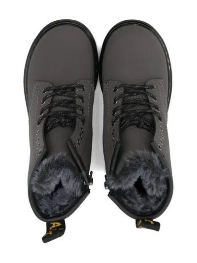 Dr. Martens Leather Lace-up Boots In Gray