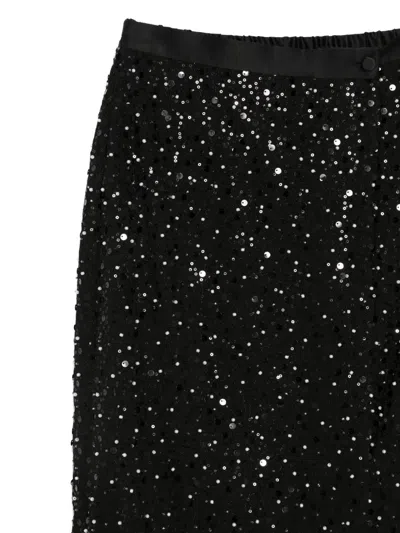 Emporio Armani Midi Skirt With Back Slit And Sequins In Black