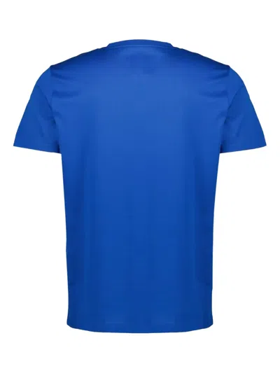 Moncler Double Logo Patch Cotton T-shirt In Blue