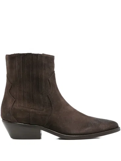 Julie Dee Texan Ankle Boots In Brown
