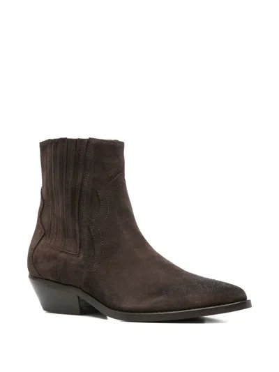 Julie Dee Texan Ankle Boots In Brown