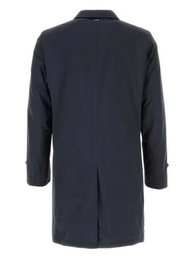 Herno Nylon Trench Coat With Back Vent And Pockets In Blue