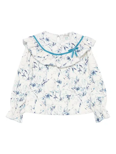 Alapage Ruffled Floral-print Top In White