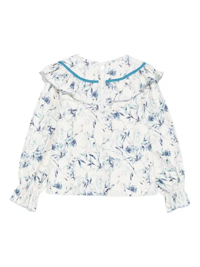 Alapage Ruffled Floral-print Top In White
