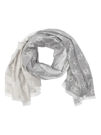 Liu •jo Logo-patterned Scarf In Gray