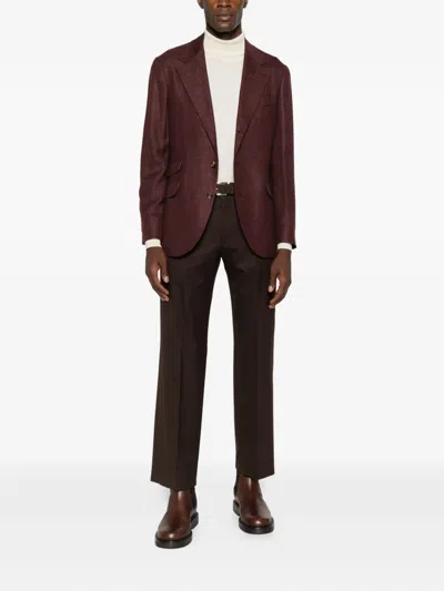 Brunello Cucinelli Silk-blend Blazer In Brown