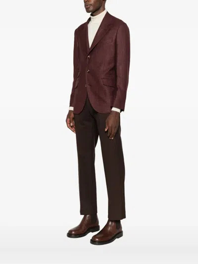 Brunello Cucinelli Silk-blend Blazer In Brown