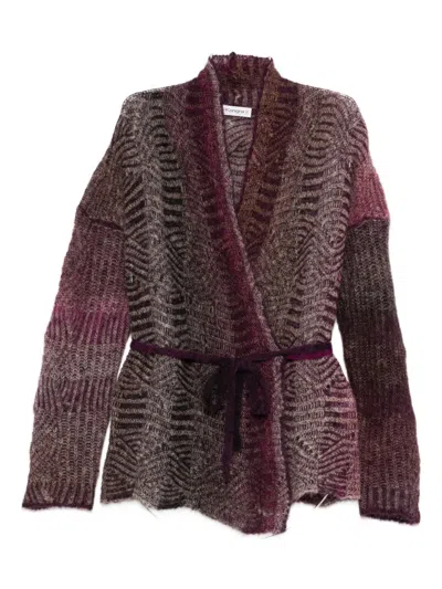 Kangra Cashmere Patterned-intarsia Belted Cardigan In Brown