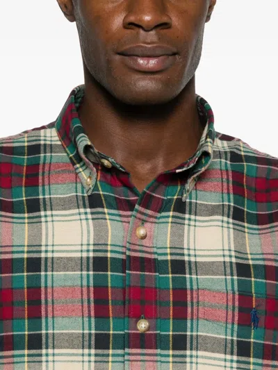 Polo Ralph Lauren Classic Plaid Button-up Shirt With Curved Hem In Multi