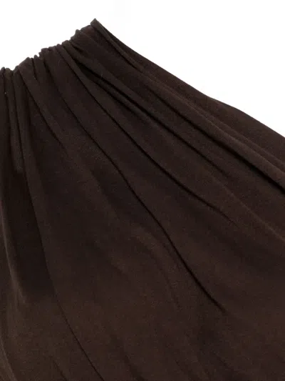 Rick Owens One-shoulder Draped Dress In Brown