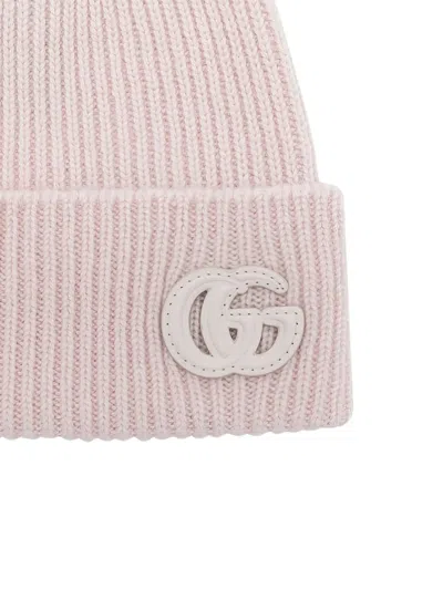 Gucci Logo-patch Ribbed Beanie Hat In Pink