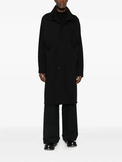 Ma+ Single-breasted Coat In Black