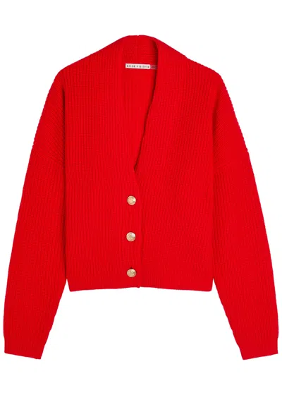 Alice And Olivia Holden Foldback Cardigan In Red