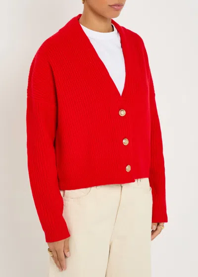 Alice And Olivia Holden Foldback Cardigan In Red