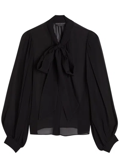 Alice And Olivia Brentley Bow Long-sleeve Blouse In Multi