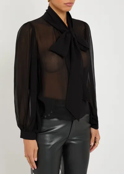 Alice And Olivia Brentley Bow Long-sleeve Blouse In Multi