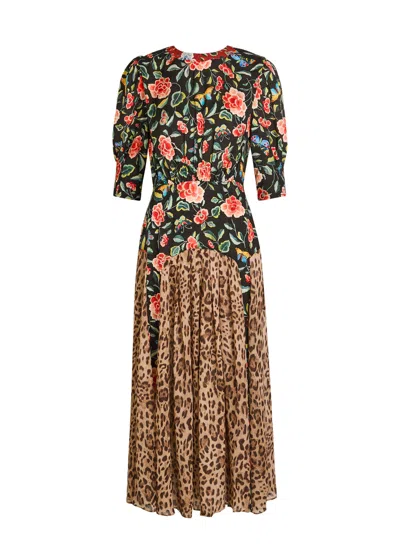 Rixo London Womens Mila Butterfly Mix Black Meg Printed Woven Midi Dress In Multi