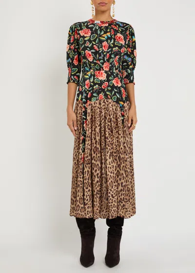 Rixo London Womens Mila Butterfly Mix Black Meg Printed Woven Midi Dress In Multi