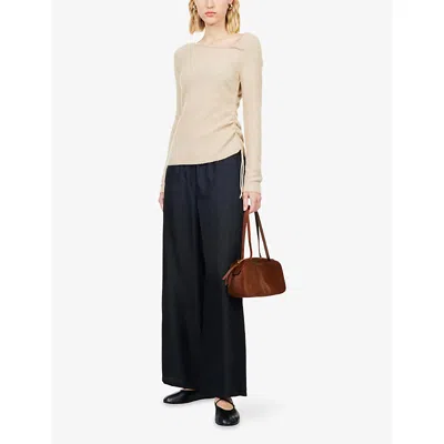 Theory Cashmere-blend Asymmetric Sweater In Neutral