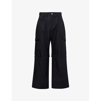 Basketcase Mens Black Dolly Cargo Wide-leg Cotton Cargo Trousers In Black