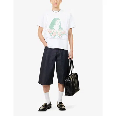 Basketcase Mens White Theresa Jr Graphic-print Cotton T-shirt In White