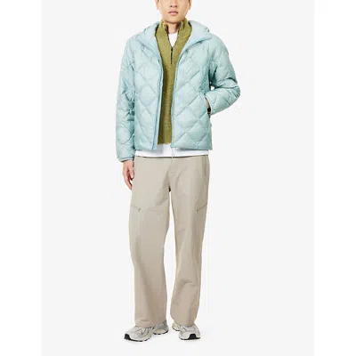 Hiking Patrol Mens Turquoise Base Lt Hooded Nylon Down Jacket In Blue